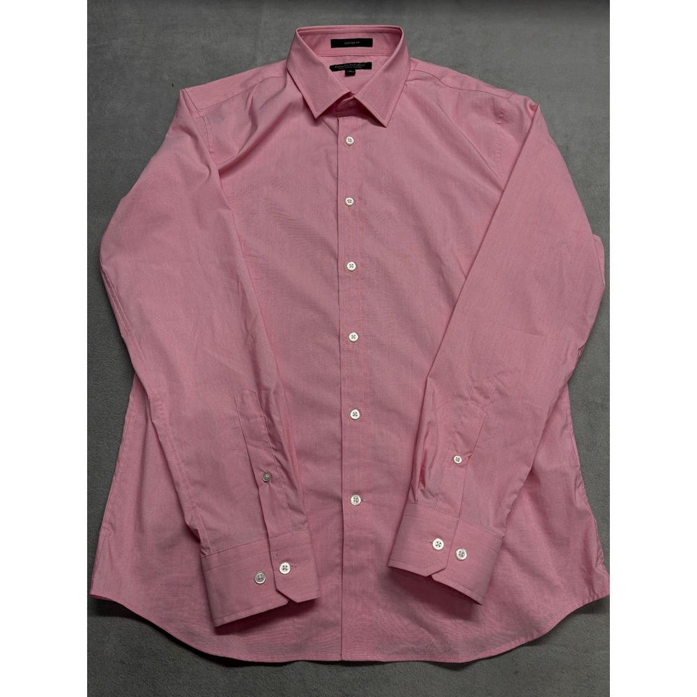 Banana Republic Slim Fit Pink Tech Stretch Cotton Dress Shirt Mens Medium